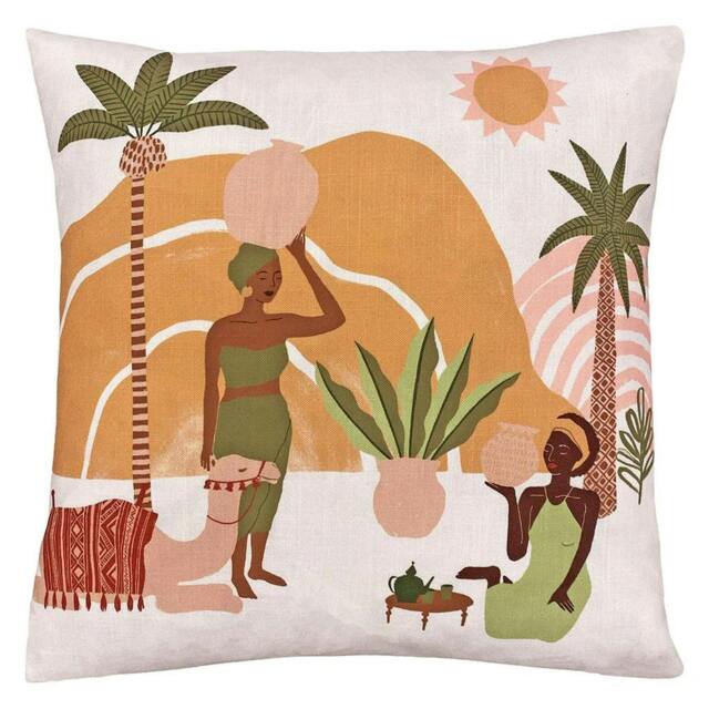 Rackhams Alia Abstract Cushion Cover - Sand - 50cm x 50cm - Sand - 100% Polyester - image 1