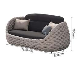 Rackhams Marbella Textilene Rope Woven Outdoor Sofa Set, Grey - 2 Seater Sofa - No - 2 Seater Sofa - thumbnail 6