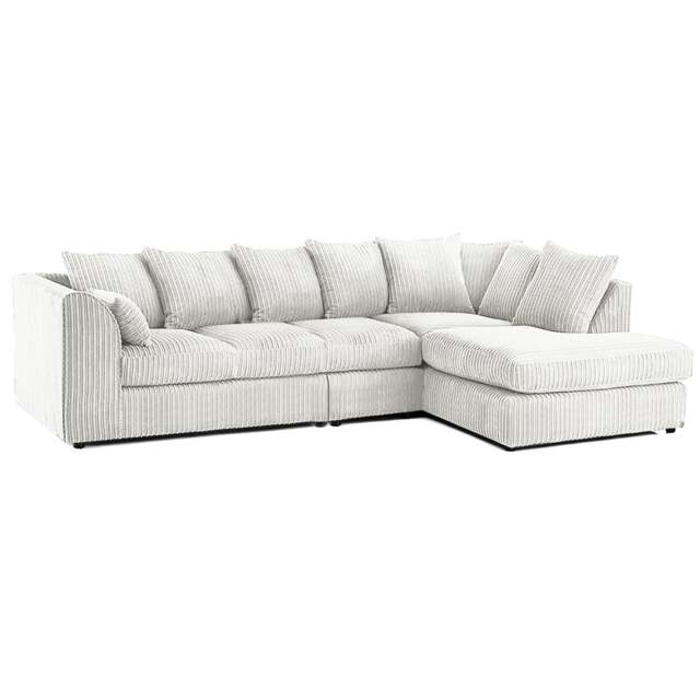 Rackhams Luxor Full Cord Fabric 5 Seater Corner Sofa Scatter Back - Silver - Right Hand Facing - image 1