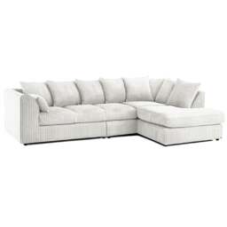 Rackhams Luxor Full Cord Fabric 5 Seater Corner Sofa Scatter Back - Silver - Right Hand Facing - thumbnail 1