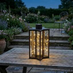 "Rackhams Firefly Star Lantern 60 Warm White LED Solar Bronze Outdoor Garden Hanging Light - 2 x " - thumbnail 1