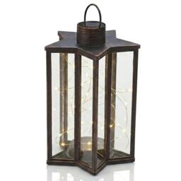 "Rackhams Firefly Star Lantern 60 Warm White LED Solar Bronze Outdoor Garden Hanging Light - 2 x " - thumbnail 2