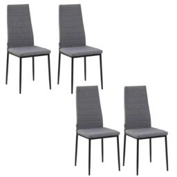 Rackhams High Back Dining Chairs Modern Upholstered Linen-Touch Fabric Accent Chairs with Metal Legs for Kitchen, Set of 4, Grey - thumbnail 1