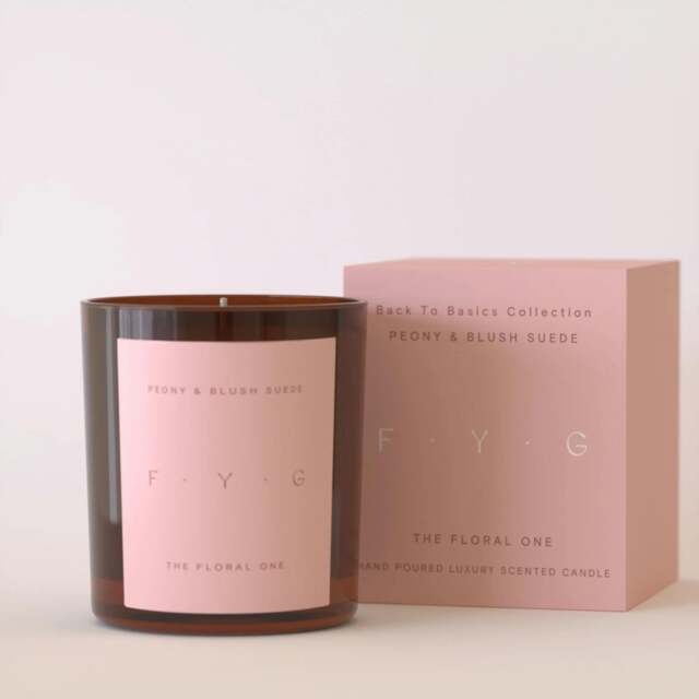 Rackhams Find your Glow Back To Basics Tumbler Candle - 220g - Pink - Peony & Blush Suede - image 1