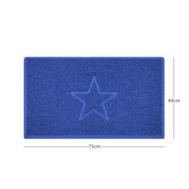 "Rackhams ""Star"" Embossed Loofah Textured Spaghetti Doormat - Blue - 75cm x 44cm - Yes (Suitable for Indoors)" - image 1