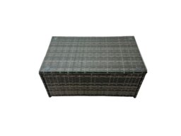 Rackhams Patio Sofa Oblong Coffee Table Set Rattan Garden Furniture Set with 2 Small Stools Dark Grey Mixed - thumbnail 2