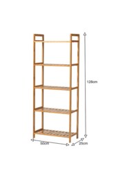 Rackhams 5 Tier Wood Audriel Bookcase - Brown - thumbnail 6