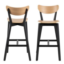 Rackhams Roxby Bar Stool, Black and Oak Set of 2 - 1 - thumbnail 2