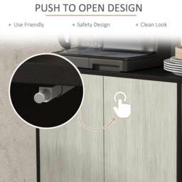 Rackhams Kitchen Sideboard Storage Cabinet for Living Room with Adjustable Shelves 4 Doors and Pine Wood Legs Black - Black - thumbnail 6
