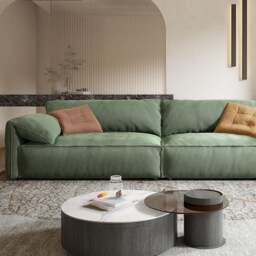 Rackhams Simon S20 Two Seater Sofa, Velvet - Yellow - Two Seater 210CM ( Comes in 1 Pc ) - No Ottoman - thumbnail 4