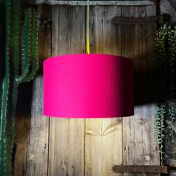 "Rackhams Pomegranate Pink Cotton Lampshade With Gold Lining - 35cm Diameter x 20cm Height / (14"" x 8"")" - thumbnail 2