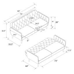 Rackhams Tallulah Sofa Bed with Memory Foam in Velvet Grey - Grey - thumbnail 4