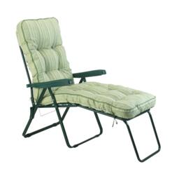 Rackhams Deluxe Garden Lounger - Multi-Pattern Reclining Sun Lounger - COUNTRY GREEN - 118cm x 58cm x 118cm - thumbnail 4