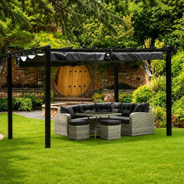 Rackhams Seville Gazebo Single Curtain - Grey - 3m x 3m