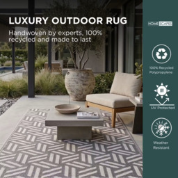 Rackhams Outdoor Rug Luxury Waterproof Reversible Recycled, For Garden, Luna Geometric - 120 x 180 cm - thumbnail 3