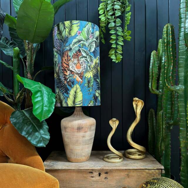 Rackhams Flint Big Cat Velvet Tube Lampshade - image 1