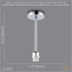 Rackhams Classic Polished Chrome Ceiling Light Fixture to Showcase Lamp Shades - thumbnail 6