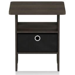 Rackhams Andrey End Table Nightstand with Bin Drawer, Dark Brown/Black - Stylish Table for Home Use with Practical and Modern Design - thumbnail 2