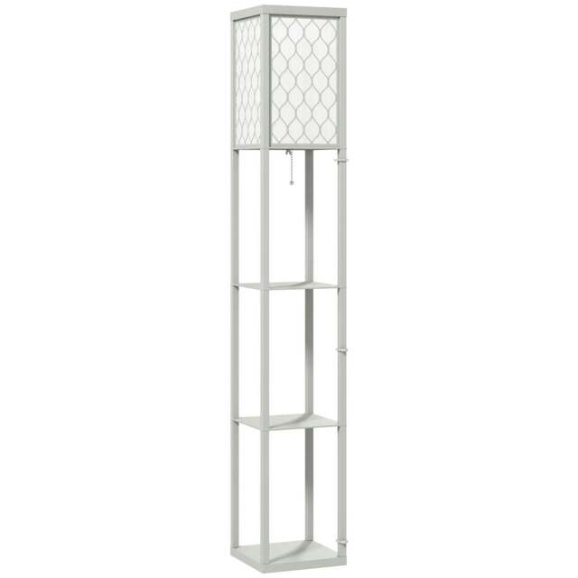 Rackhams Three-Shelf Standing Lamp - Grey/White