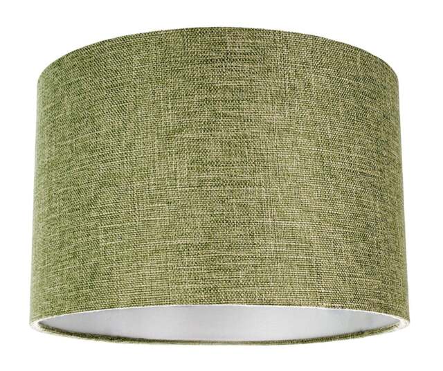 Rackhams Contemporary and Sleek Olive Sage Plain Linen Fabric Drum Lamp Shade 60w Maximum - image 1