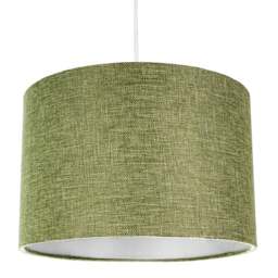 Rackhams Contemporary and Sleek Olive Sage Plain Linen Fabric Drum Lamp Shade 60w Maximum - thumbnail 2