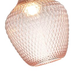 Rackhams Modern Designer Soft Blush Pink Curvy Diamond Etched Glass Pendant Lamp Shade - thumbnail 2