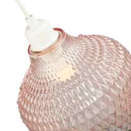 Rackhams Modern Designer Soft Blush Pink Curvy Diamond Etched Glass Pendant Lamp Shade - thumbnail 5
