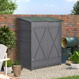Rackhams Garden Storage Shed Tool Organizer w/ Table, 139x75x160cm, Grey