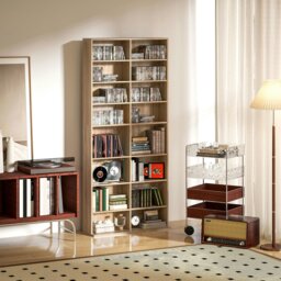 Rackhams 640 CD Storage Unit 360 DVD Storage Tower w/ 18 Compartments Natural - Natural wood - 78.5W x 24D x 175H cm - 1 - thumbnail 3