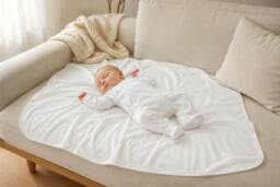 Rackhams Organic Baby Blanket for Sensitive Skin - White Receiving Blanket - thumbnail 3