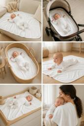 Rackhams Organic Baby Blanket for Sensitive Skin - White Receiving Blanket - thumbnail 4