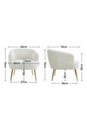 Rackhams Teddy Fabric Armchair with Metal Legs - White - thumbnail 6
