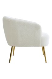 Rackhams Teddy Fabric Armchair with Metal Legs - White - thumbnail 3