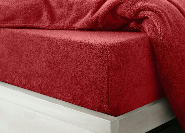 Rackhams Teddy Fleece Warm and Cosy Fitted Sheet - Red - Super King - image 1