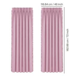 "Rackhams Pink Pom Pom Curtains for Nursery & Baby Girls Room 46""x72""  2 Panels" - thumbnail 3