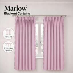 "Rackhams Pink Pom Pom Curtains for Nursery & Baby Girls Room 46""x72""  2 Panels" - thumbnail 2