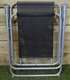 Rackhams 4 x Foldable Garden Chairs Fixed position garden chairs with grey frame and black fabric - thumbnail 2