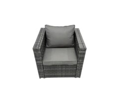 Rackhams Rattan Dining Table Sofa Armchair Set with Side Table Small Footstool Outdoor Garden Furniture Set Dark Grey Mixed - thumbnail 6