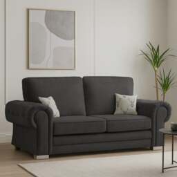 Rackhams Milan Chesterfield Fabric 3 + 2 Seater Sofa Suite - Full Back - Grey - thumbnail 3