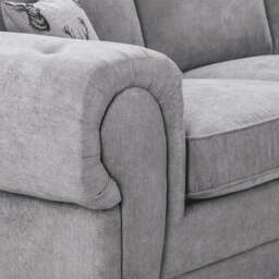 Rackhams Milan Chesterfield Fabric 3 + 2 Seater Sofa Suite - Full Back - Grey - thumbnail 6