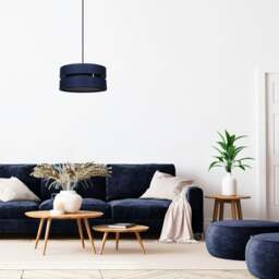 Rackhams Contemporary Quality Blue Linen Fabric Triple Tier Ceiling Pendant Light Shade - thumbnail 5