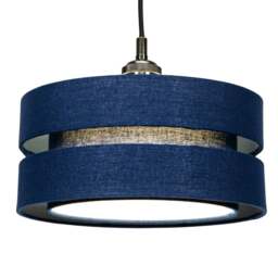 Rackhams Contemporary Quality Blue Linen Fabric Triple Tier Ceiling Pendant Light Shade