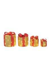 Rackhams 4Pcs Round Christmas Gift Boxes with LED Light Bowknot Decor - Gold - thumbnail 2