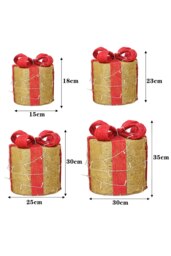 Rackhams 4Pcs Round Christmas Gift Boxes with LED Light Bowknot Decor - Gold - thumbnail 3