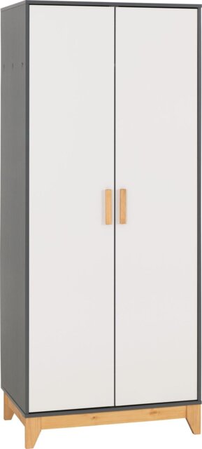 Rackhams Cleveland 2 Door Double Wardrobe - White, Grey, and Oak - image 1