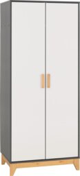 Rackhams Cleveland 2 Door Double Wardrobe - White, Grey, and Oak