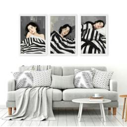 Rackhams Extra Large Wall Art For Living Room - Set of 3 Boho Women Wall art Prints - A2 16.54 x 23.39 in / 42 x 59.4 cm - Matte Museum Quality Art Paper 290 gsm - Black Frame - thumbnail 2