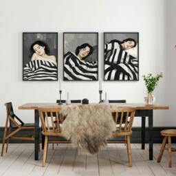 Rackhams Extra Large Wall Art For Living Room - Set of 3 Boho Women Wall art Prints - A2 16.54 x 23.39 in / 42 x 59.4 cm - Matte Museum Quality Art Paper 290 gsm - Black Frame - thumbnail 6