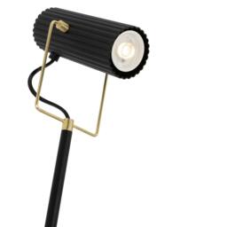 Rackhams Modern Spot Floor Lamp in Matte Black and Gold with Adjustable Head - thumbnail 3