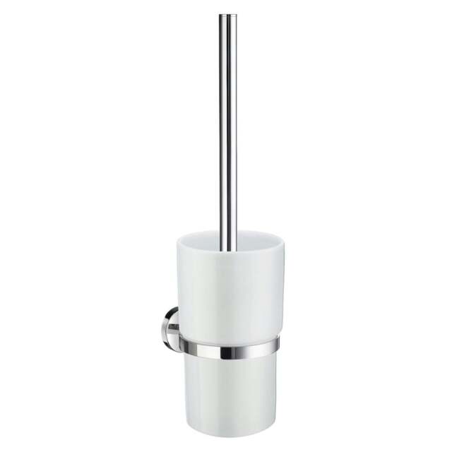 Rackhams Polished Chrome Toilet Brush and Porcelain Holder